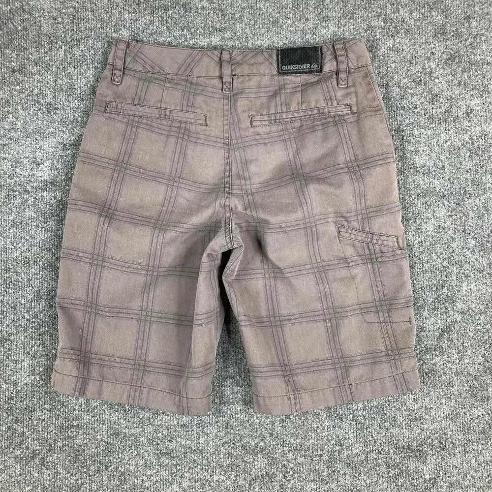 Quiksilver Shorts‎ Boys Size 26 Gray Plaid Casual Chino Skate Surf Style